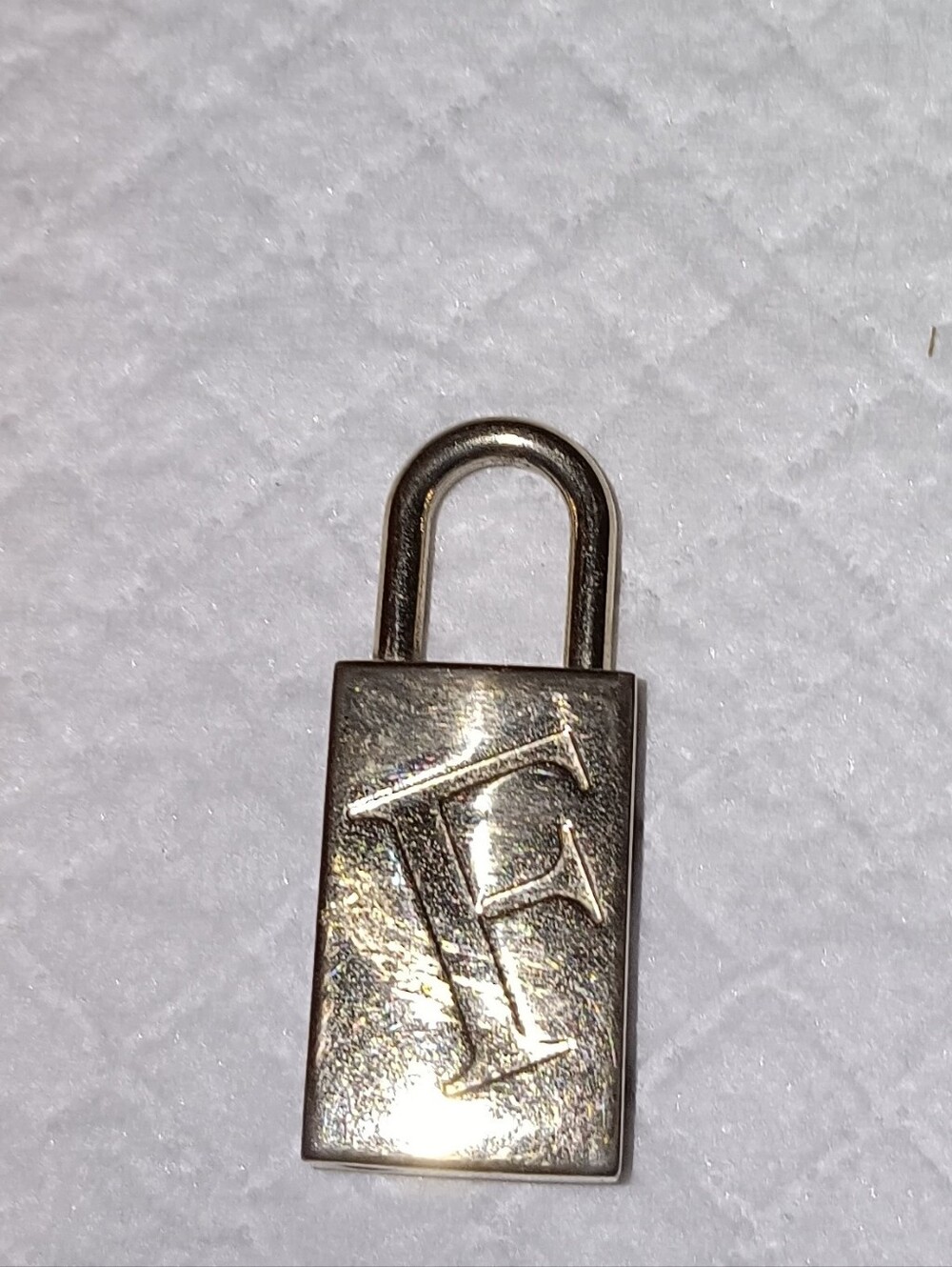 Furla Silver Padlock Charm with Embossed F Logo